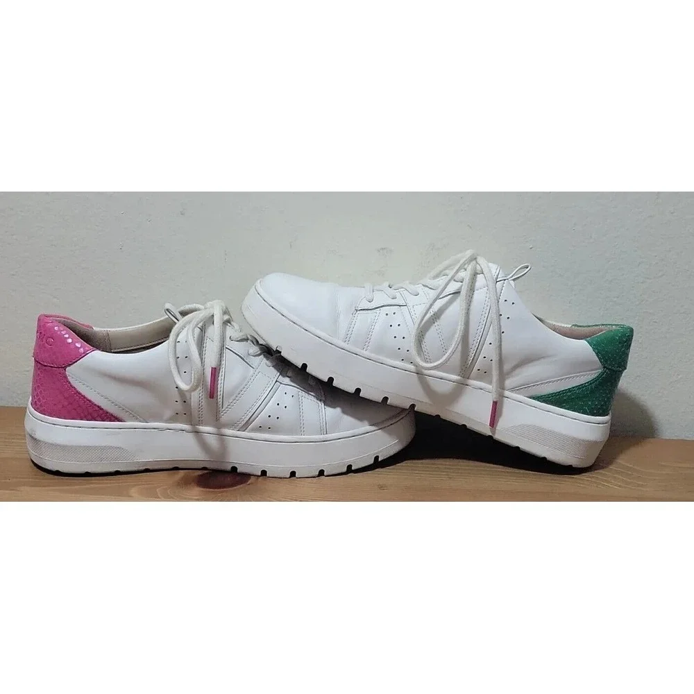 Vionic Womens‎ Simasa Leather Lizard White Pink Green Fashion Sneaker Size 7